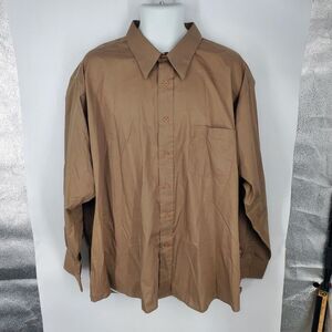 Oleg Cassini Dress Shirt Mens 18.5 37-38 Brown Button Down Long Sleeve Big